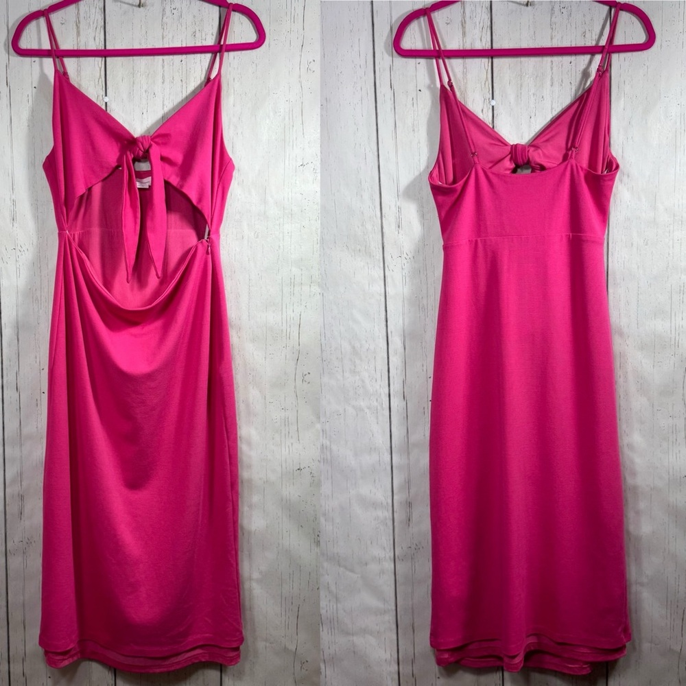 Lovers + Friends Womens Mini Dress Vibrant Pink Cut Out Knot Stretch Cocktail